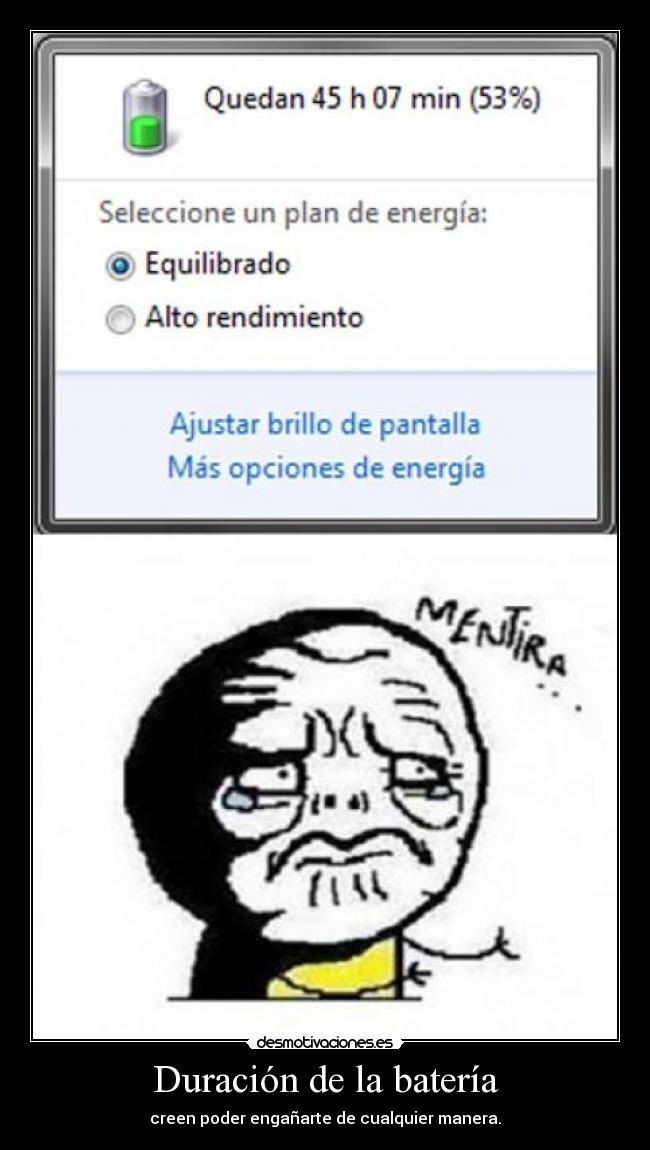 Duración de la batería - creen poder engañarte de cualquier manera.
