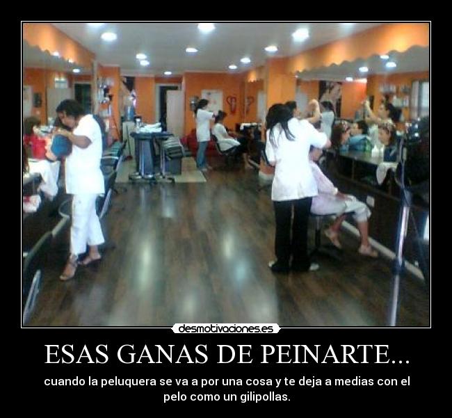 ESAS GANAS DE PEINARTE... - cuando la peluquera se va a por una cosa y te deja a medias con el
pelo como un gilipollas.
