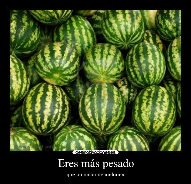 Eres más pesado - que un collar de melones.