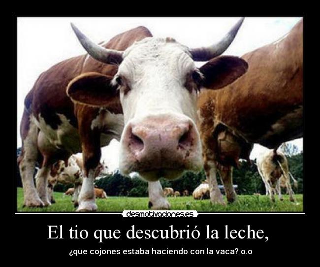 El tio que descubrió la leche,  - ¿que cojones estaba haciendo con la vaca? o.o