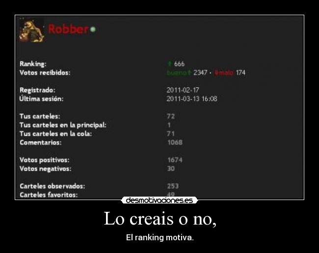 Lo creais o no, - El ranking motiva.