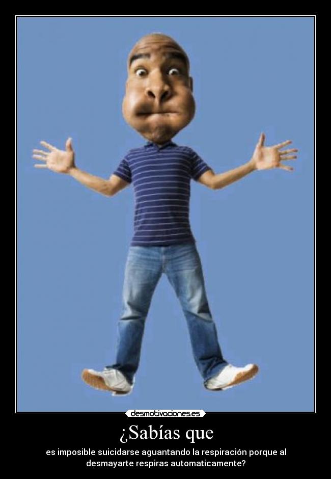 ¿Sabías que - es imposible suicidarse aguantando la respiración porque al
desmayarte respiras automaticamente?