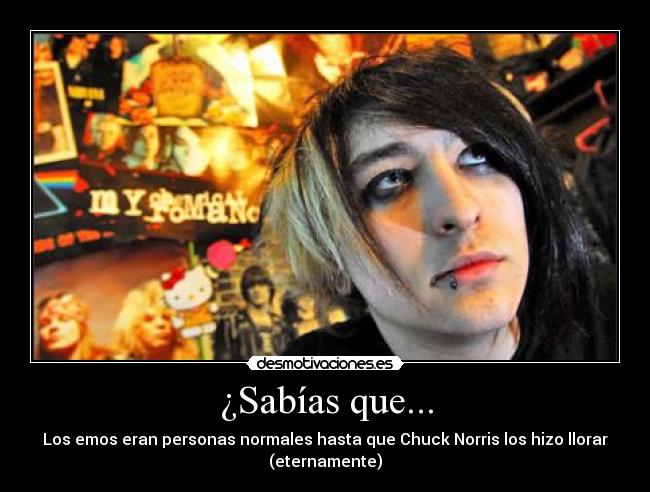 ¿Sabías que... - Los emos eran personas normales hasta que Chuck Norris los hizo llorar
(eternamente)