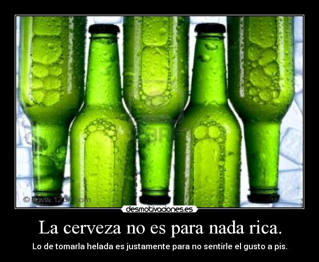 La cerveza no es para nada rica. - Lo de tomarla helada es justamente para no sentirle el gusto a pis.