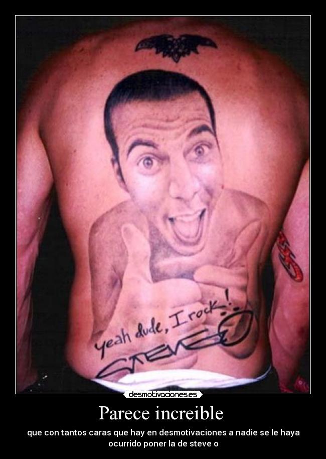 Parece increible - que con tantos caras que hay en desmotivaciones a nadie se le haya
ocurrido poner la de steve o