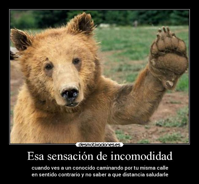 Esa sensación de incomodidad - cuando ves a un conocido caminando por tu misma calle
en sentido contrario y no saber a que distancia saludarle