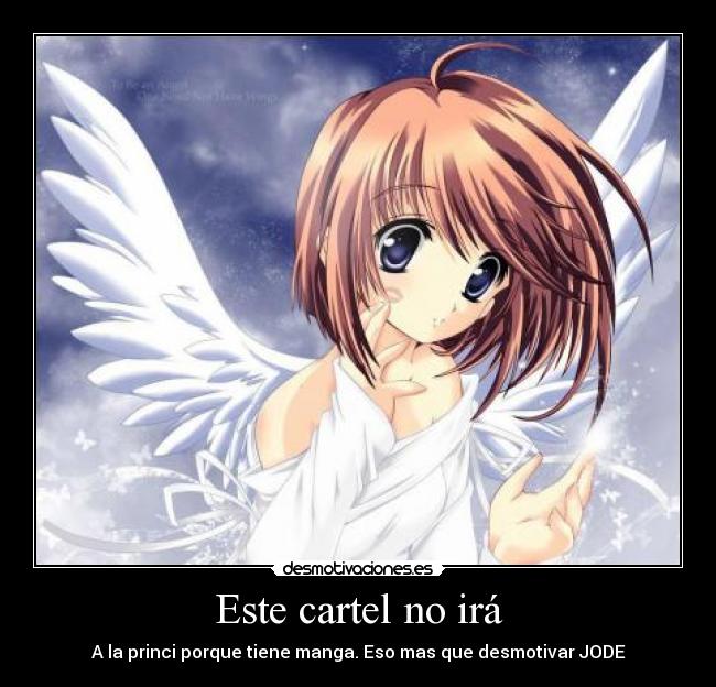 Este cartel no irá - A la princi porque tiene manga. Eso mas que desmotivar JODE