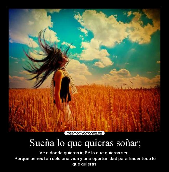 Sueña lo que quieras soñar; -