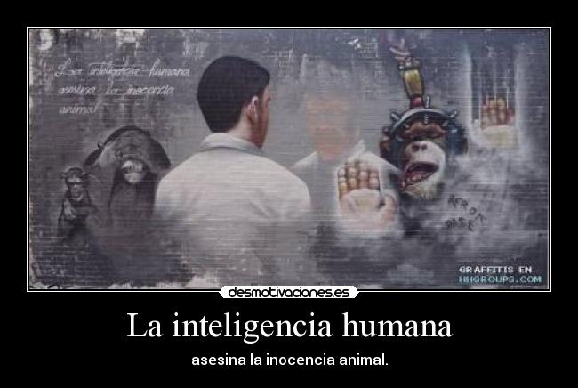 La inteligencia humana - asesina la inocencia animal.