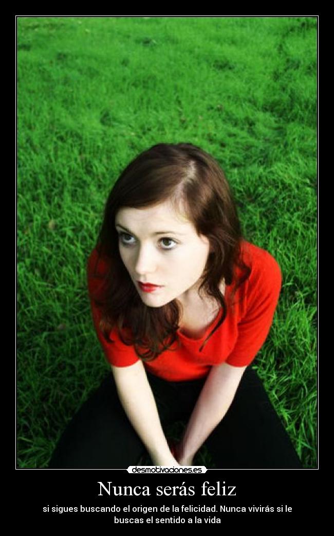Nunca serás feliz - si sigues buscando el origen de la felicidad. Nunca vivirás si le
buscas el sentido a la vida