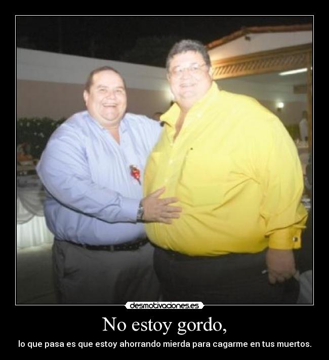 No estoy gordo, - lo que pasa es que estoy ahorrando mierda para cagarme en tus muertos.