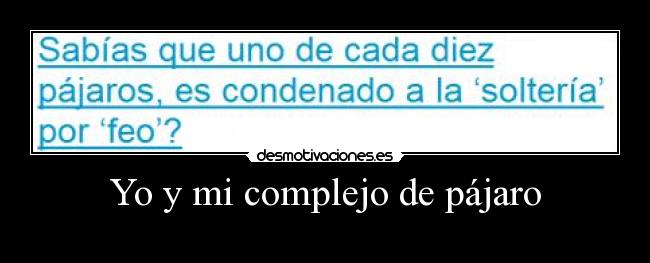Yo y mi complejo de pájaro -