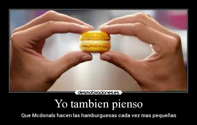 Yo tambien pienso - Que Mcdonals hacen las hamburguesas cada vez mas pequeñas