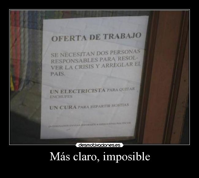 carteles imposible oferta trabajo desmotivaciones