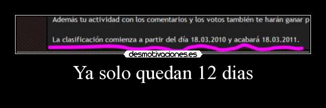 Ya solo quedan 12 dias -