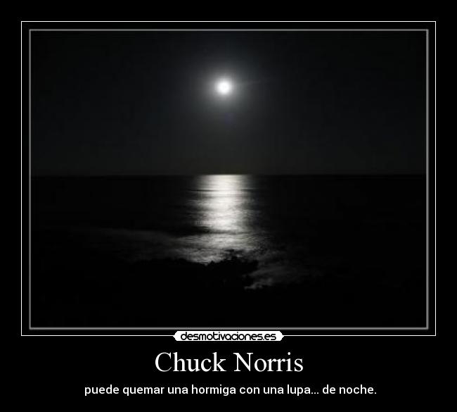Chuck Norris -  puede quemar una hormiga con una lupa... de noche.