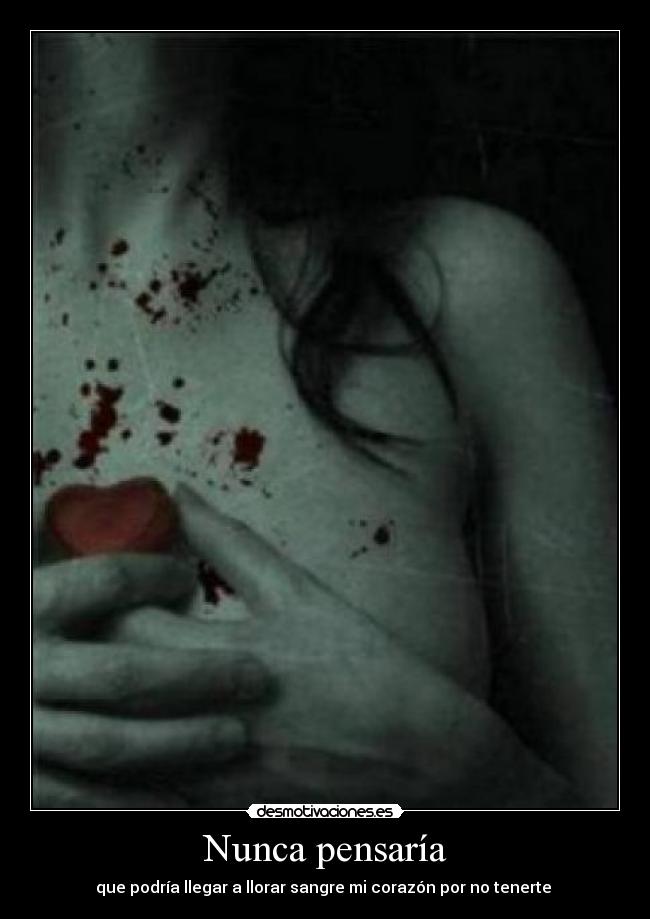 Nunca pensaría - que podría llegar a llorar sangre mi corazón por no tenerte 