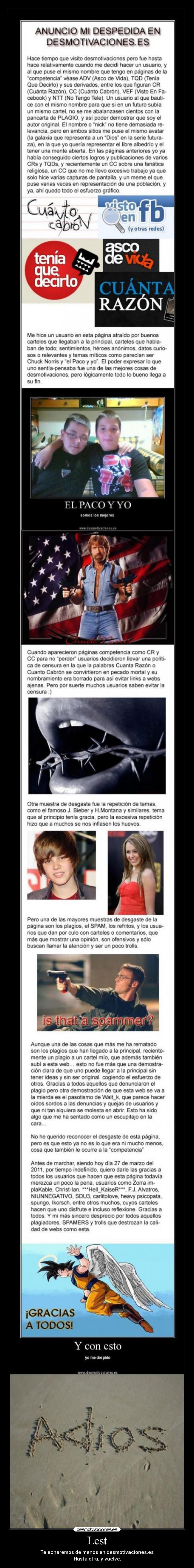 Lest - Te echaremos de menos en desmotivaciones.es
Hasta otra, y vuelve.