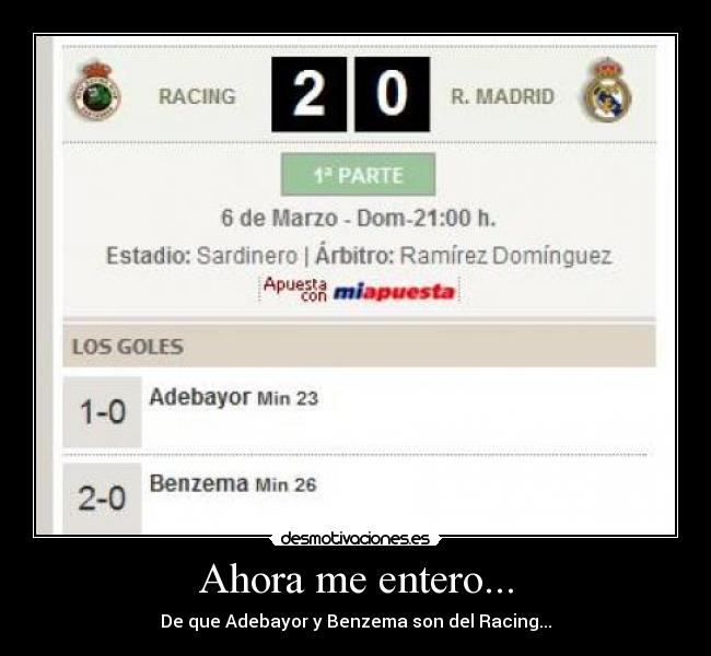 Ahora me entero... - De que Adebayor y Benzema son del Racing...