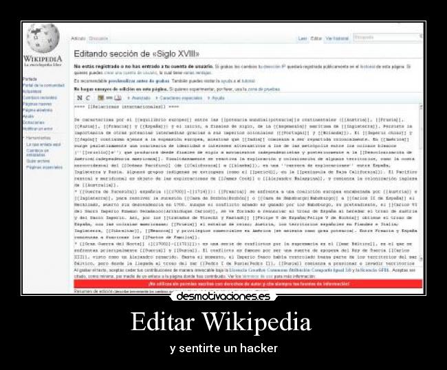 Editar Wikipedia  - y sentirte un hacker