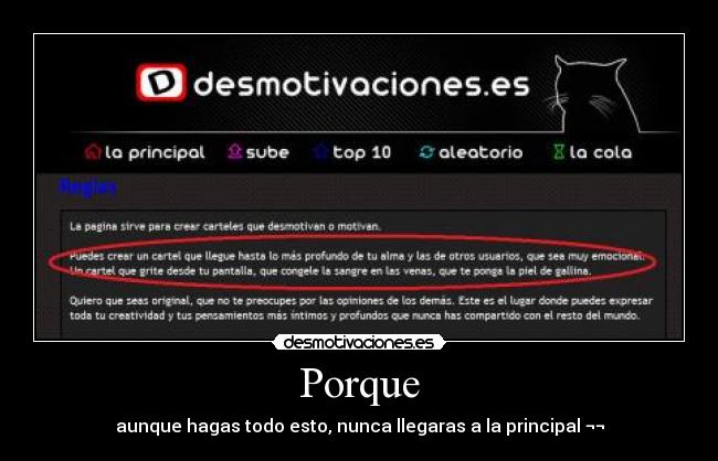 Porque - aunque hagas todo esto, nunca llegaras a la principal ¬¬