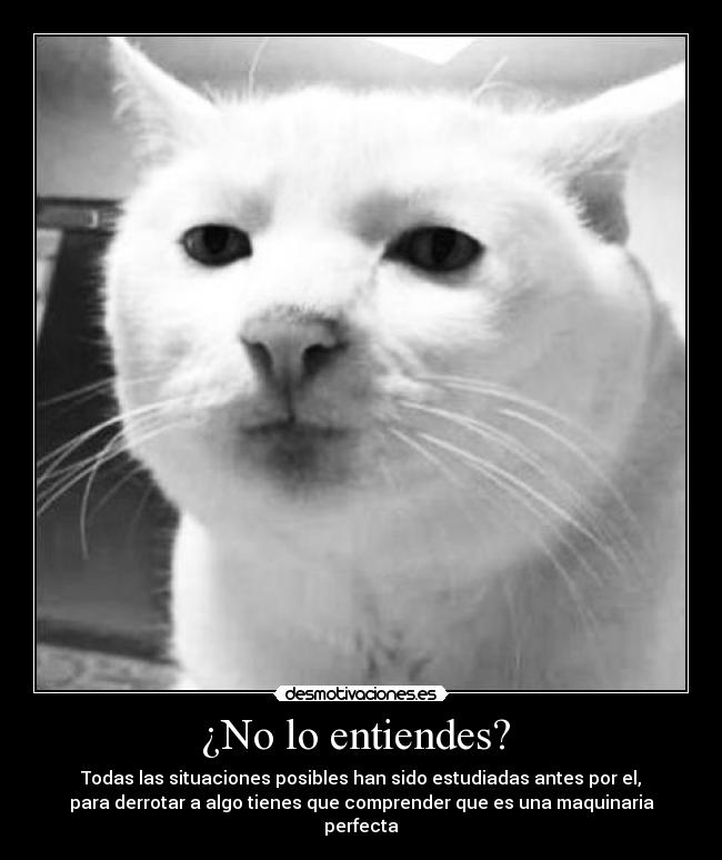 ¿No lo entiendes? - Todas las situaciones posibles han sido estudiadas antes por el,
para derrotar a algo tienes que comprender que es una maquinaria perfecta