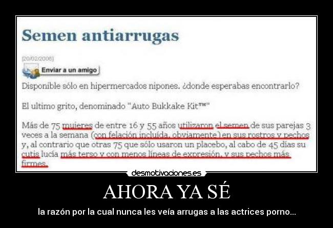 AHORA YA SÉ - la razón por la cual nunca les veía arrugas a las actrices porno...