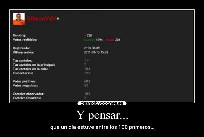 Y pensar... - que un día estuve entre los 100 primeros...