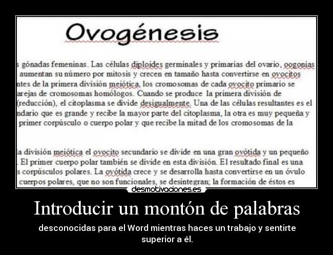 Introducir un montón de palabras - desconocidas para el Word mientras haces un trabajo y sentirte superior a él.