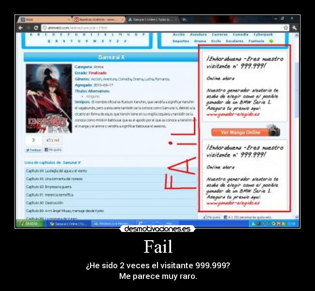 Fail - ¿He sido 2 veces el visitante 999.999?
Me parece muy raro.