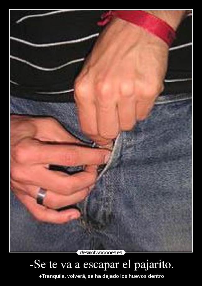 -Se te va a escapar el pajarito. -