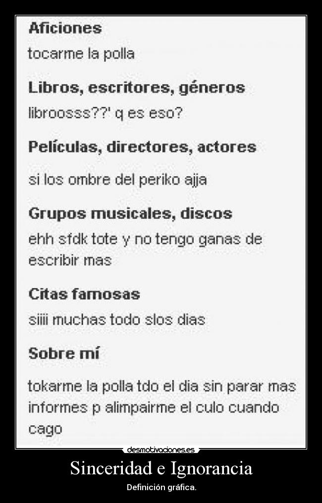 Sinceridad e Ignorancia - Definición gráfica.