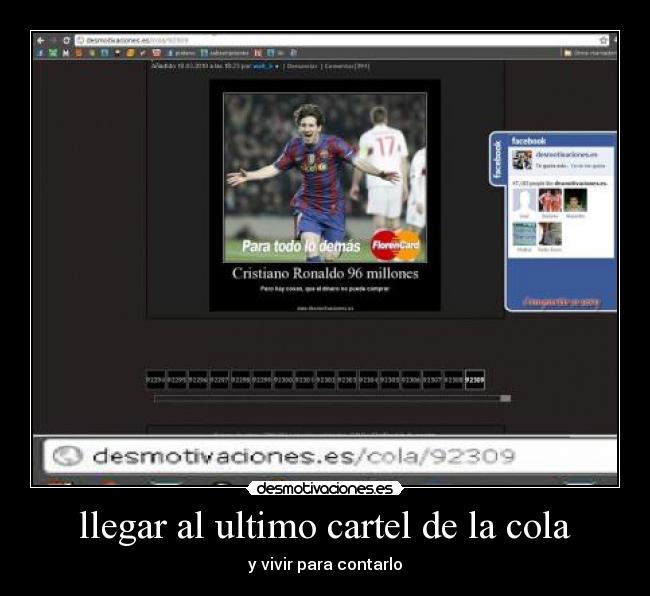 llegar al ultimo cartel de la cola -