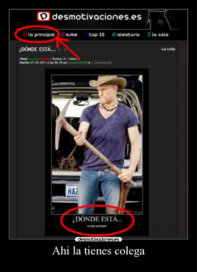 Ahi la tienes colega -