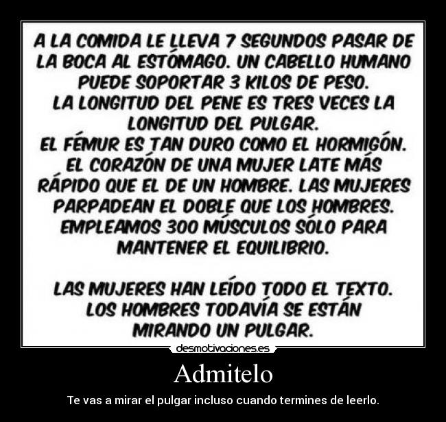 Admitelo - Te vas a mirar el pulgar incluso cuando termines de leerlo.