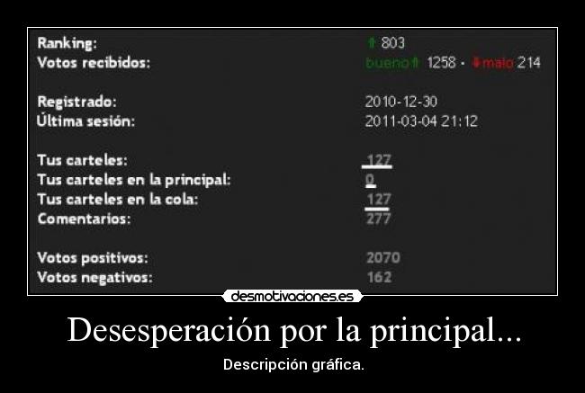 Desesperación por la principal... -