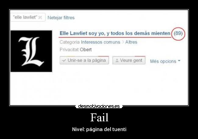 Fail - Nivel: página del tuenti