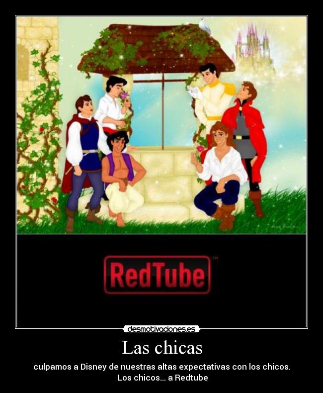 Las chicas - culpamos a Disney de nuestras altas expectativas con los chicos.
Los chicos... a Redtube