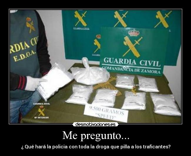 Me pregunto... - ¿ Qué hará la policia con toda la droga que pilla a los traficantes?
