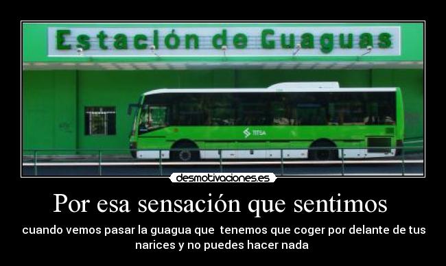 Por esa sensación que sentimos - cuando vemos pasar la guagua que tenemos que coger por delante de tus
narices y no puedes hacer nada