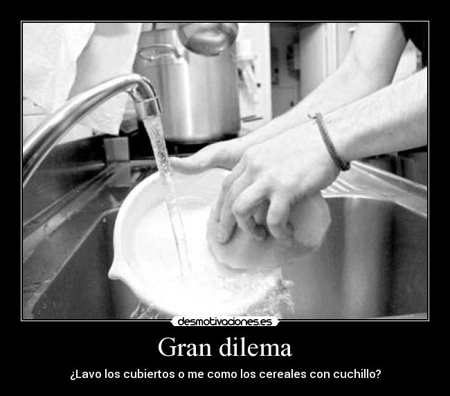 carteles cubiertos platos lavar gran dilema cereales desmotivaciones