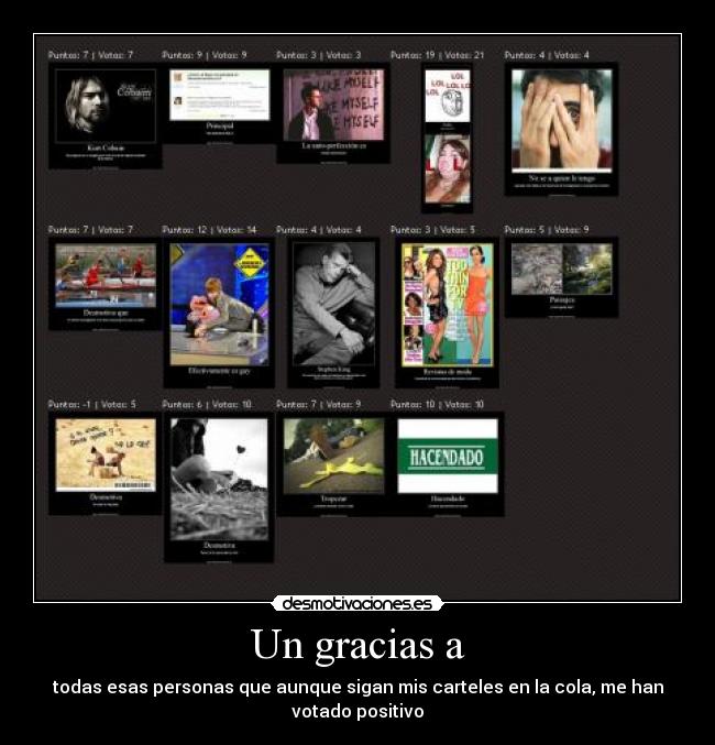 Un gracias a - todas esas personas que aunque sigan mis carteles en la cola, me han votado positivo