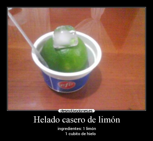 Helado casero de limón -