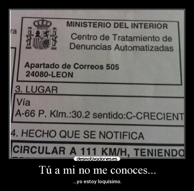 Tú a mi no me conoces... - ...yo estoy loquísimo.