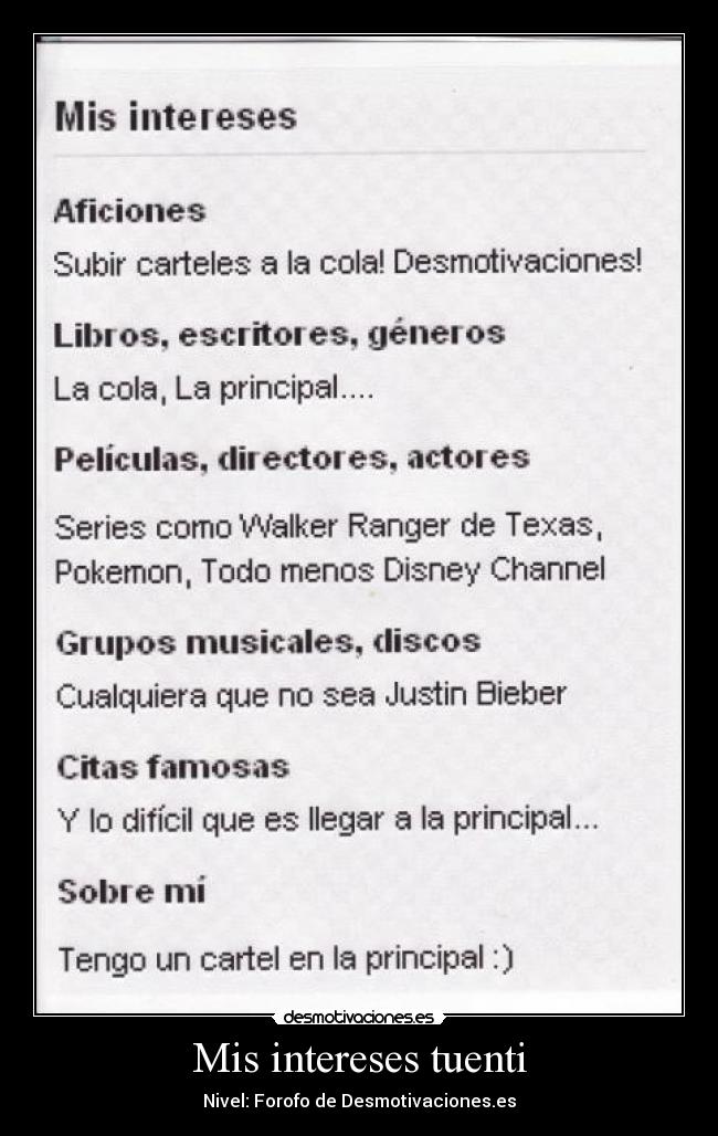 Mis intereses tuenti -