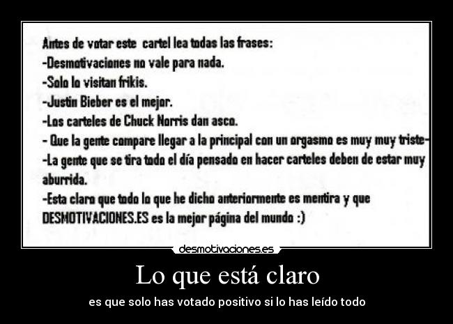 Lo que está claro -