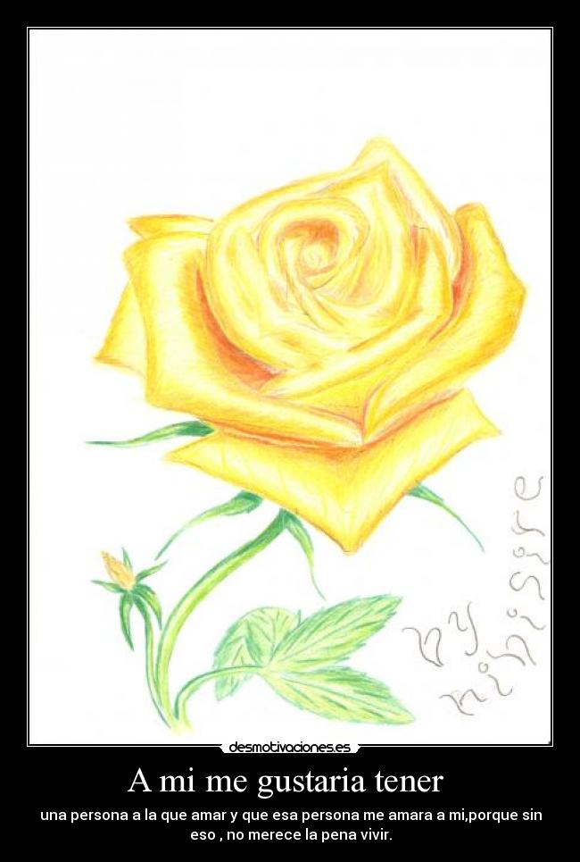 A mi me gustaria tener  - una persona a la que amar y que esa persona me amara a mi,porque sin
eso , no merece la pena vivir.