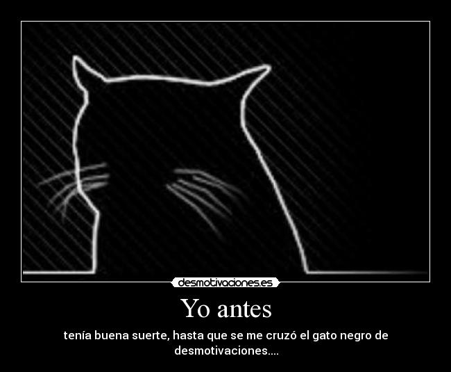 Yo antes - tenía buena suerte, hasta que se me cruzó el gato negro de desmotivaciones....