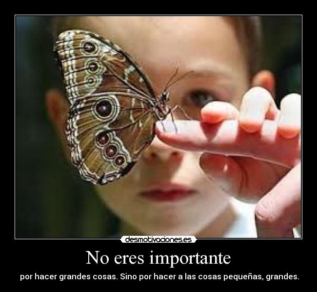 No eres importante - por hacer grandes cosas. Sino por hacer a las cosas pequeñas, grandes.