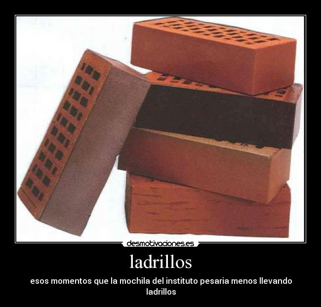 ladrillos - esos momentos que la mochila del instituto pesaria menos llevando ladrillos